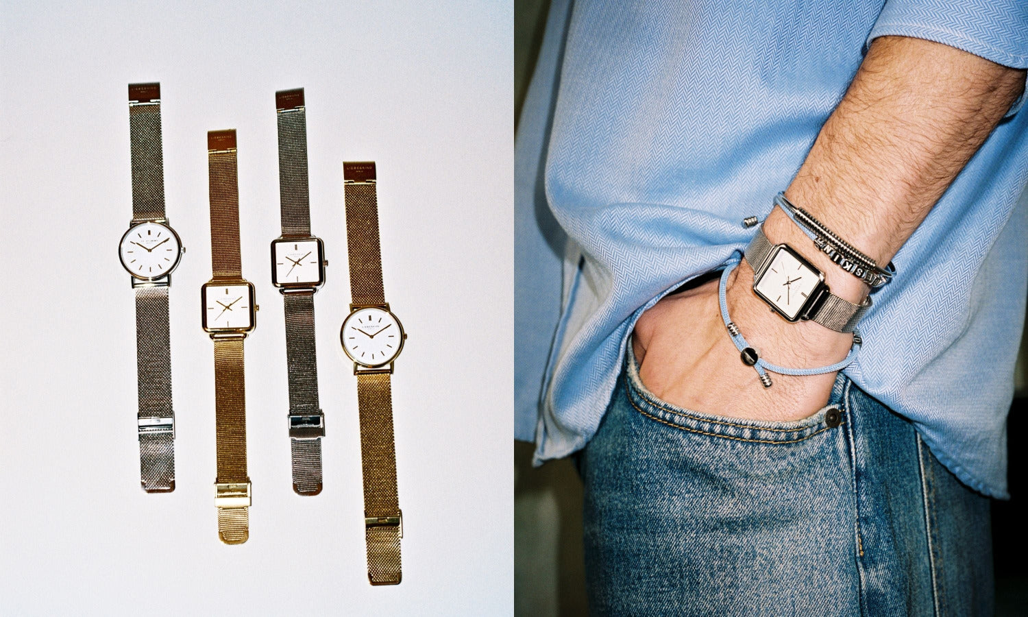 LIEBESKIND BERLIN Edelstahluhren für Damen und Herren mit Mesh-Armband in Gold und Silber – zeitlose Armbanduhren im modernen City-Look.