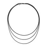 Liebeskind Berlin Halskette bestehend aus einem schwarzen Edelstahlreif und einer schwarzen Schlangenkette; Produktbild