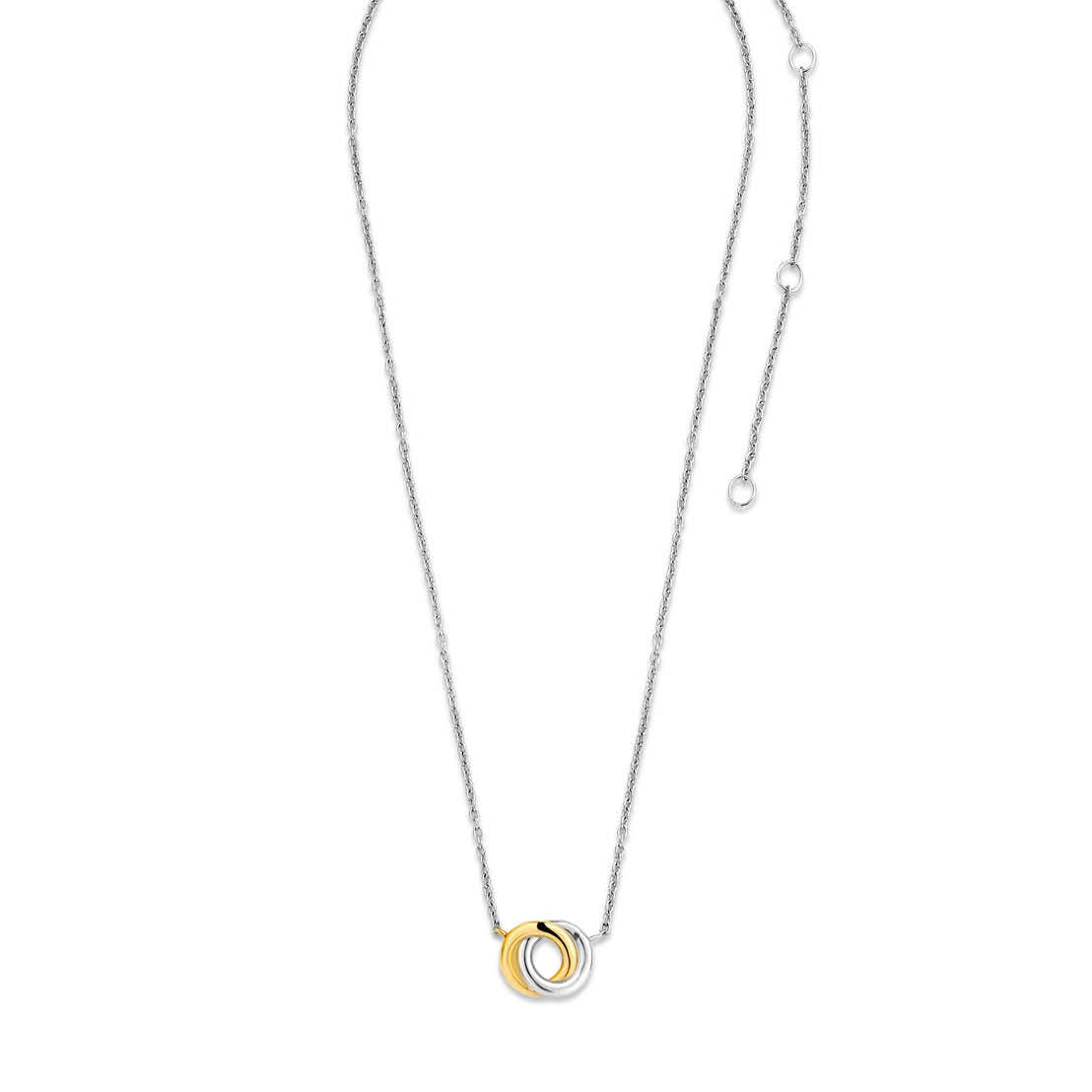 Die Ti Sento Milano Halskette - The Infinity Rings von Ti Sento Milano besteht aus ineinandergreifenden Gold- und Silberringen an einer zarten Kette aus 925er Sterlingsilber - ein zeitloser Anhänger, der perfekt für den Alltag ist.
