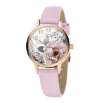 Cool Time Kids Armbanduhr mit Blütenmotiv auf dem Zifferblatt, roségoldenem Gehäuse und rosa Kunstlederarmband; Produktbild