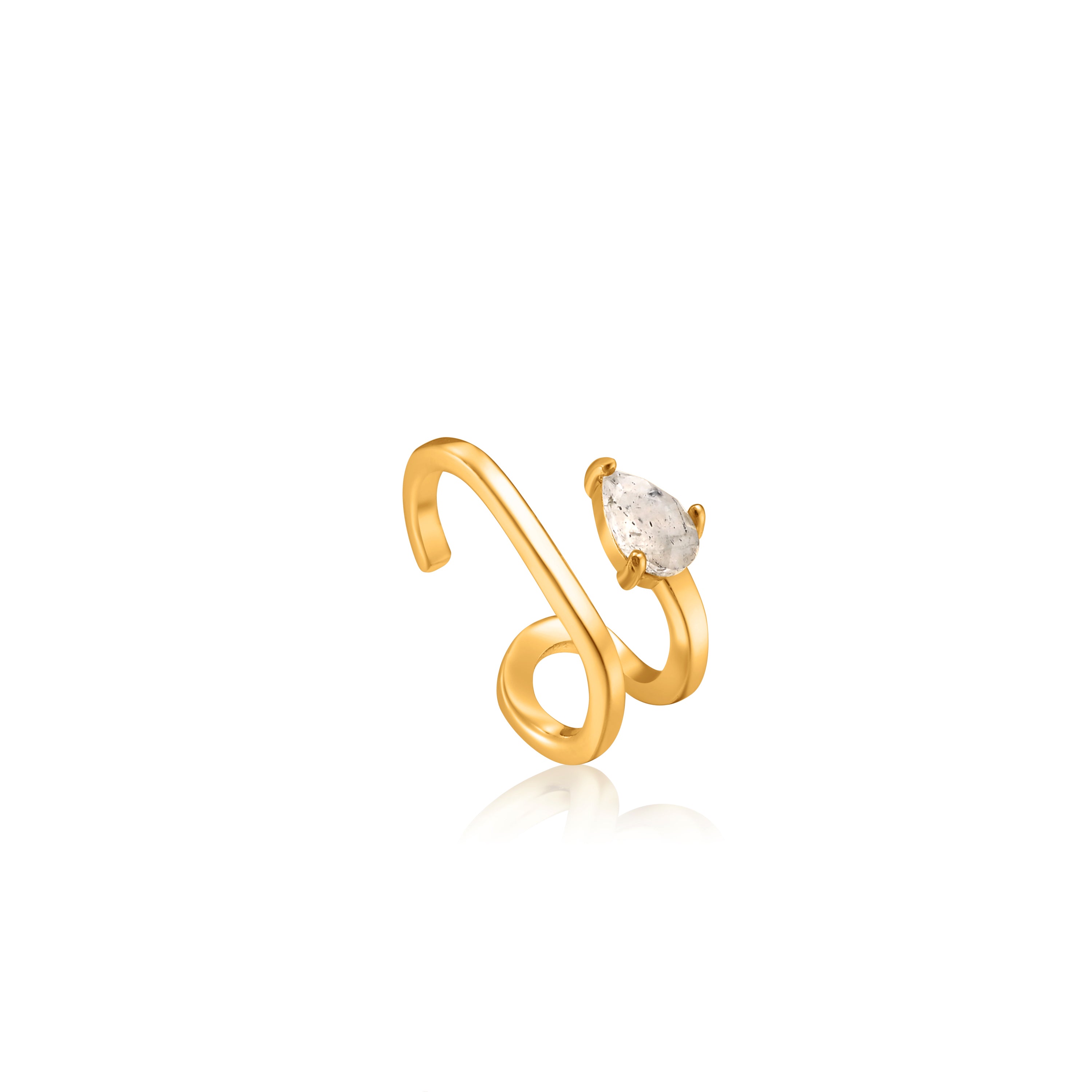 Ania Haie Ear Cuff in verspielter Struktur mit Mondstein in der Farbe gold Produktbild