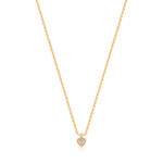 Ania Haie Halskette mit feiner Kette und Anhänger mit herzförmigem Mondstein in der Farbe gold Produktbild