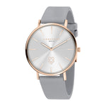 Die LIEBESKIND BERLIN Armbanduhr - Keep Loving von Liebeskind Berlin kombiniert ein silbernes Zifferblatt mit roségoldenem Gehäuse und hellgrauem Lederarmband - ideal für stilbewusste Frauen.