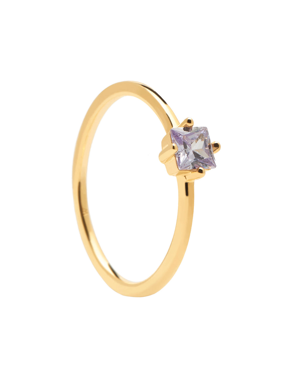 PDPaola Ring in der Farbe gold mit einem quadratischem Glitzerstein; Größe 54, Produktbild