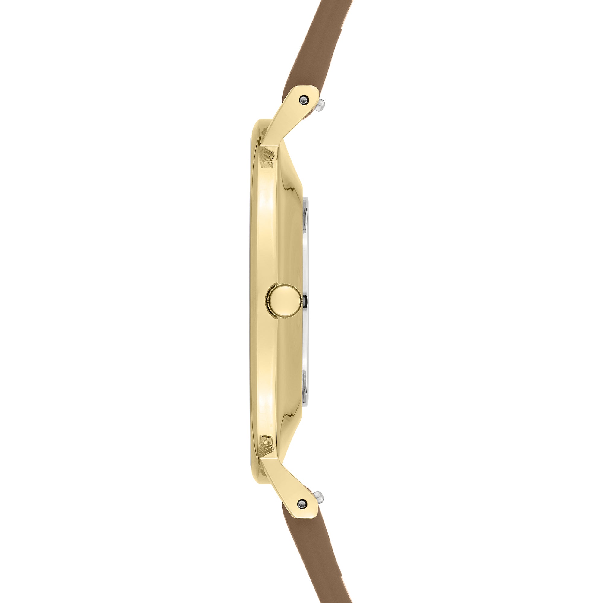 Liebeskind Berlin Armbanduhr - The Basic mit austauschbarem Lederarmband in der Farbe gold Seitenansicht