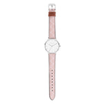 Tamaris Armbanduhr mit silbernem Gehäuse und rosa Lederband mit Logomania-Print Zusatzbild