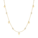 Tamaris Halskette mit feiner Gliederkette, Blütenanhängern und Zirkoniasteinen in der Farbe gold Produktbild