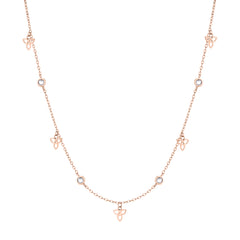 Tamaris Halskette mit feiner Gliederkette, Blütenanhängern und Zirkoniasteinen in der Farbe roségold Produktbild