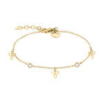 Tamaris Armband mit feiner Gliederkette, Blütenanhängern und Zirkoniasteinen in der Farbe gold Produktbild