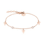Tamaris Armband mit feiner Gliederkette, Blütenanhängern und Zirkoniasteinen in der Farbe roségold Produktbild