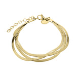 Liebeskind Berlin Armband mit drei flachen Schlangenketten im layering Style in der Farbe gold Produktbild