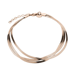 Liebeskind Berlin Fußkette mit drei flachen Schlangenketten im layering Style in der Farbe roségold Produktbild