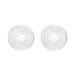 Liebeskind Berlin Ohrstecker mit einem filigran geprägtem Münzmotiv in der Farbe silber Frontansicht