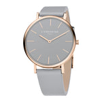 Liebeskind Berlin Armbanduhr mit grauem Zifferblatt, roségoldenem Gehäuse und grauem Lederband Zusatzbild