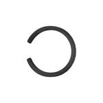 Der LIEBESKIND BERLIN Ear Cuff - The Small Basic Logo von Liebeskind Berlin ist ein schwarzer, offener, kreisförmiger Ohrring mit unterer Aussparung, der aus Edelstahl Schmuck gefertigt ist und auf weißem Hintergrund gezeigt wird.