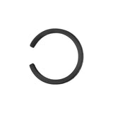 Der LIEBESKIND BERLIN Ear Cuff - The Small Basic Logo von Liebeskind Berlin ist ein schwarzer, offener, kreisförmiger Ohrring mit unterer Aussparung, der aus Edelstahl Schmuck gefertigt ist und auf weißem Hintergrund gezeigt wird.