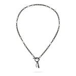 Liebeskind Berlin Halskette aus rechteckigen Gliedern mit T-Bar-Verschluss und Baroque Pearl in der Farbe schwarz Zusatzbild  