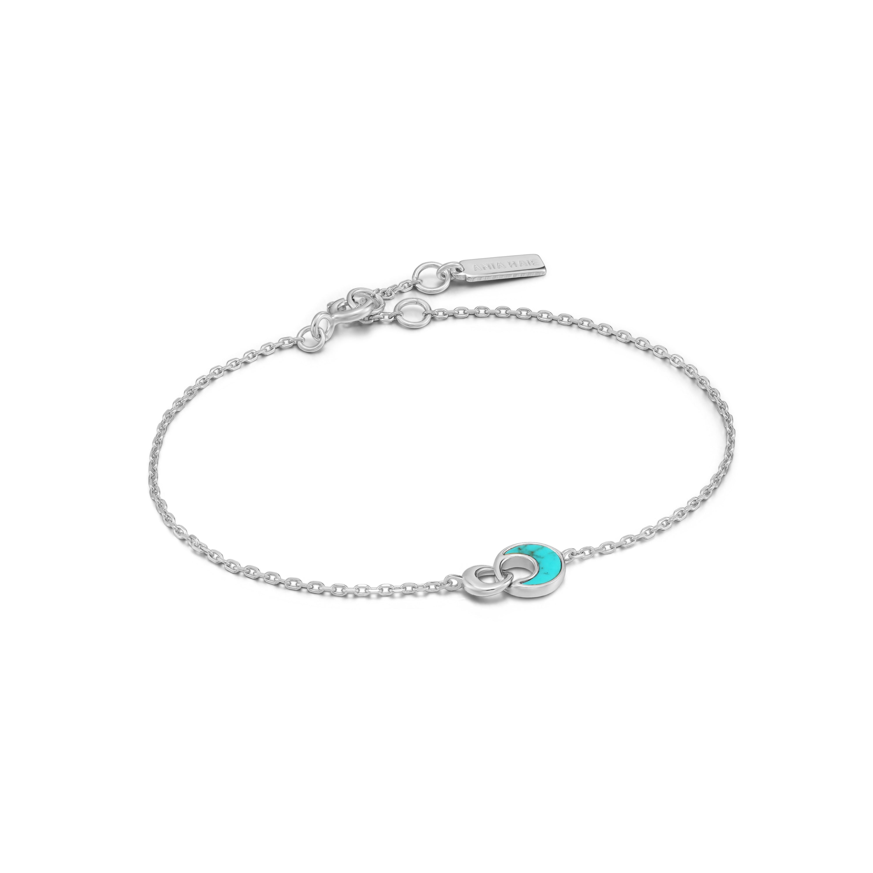 Ania Haie Armband mit verstellbarem Verschluss mit Abalone und Türkis Detail in der Farbe silber Produktbild