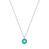 Die Ania Haie Halskette - The Turquoise Emaille Pendant aus 925er Sterlingsilber präsentiert einen runden Türkis-Anhänger, verziert mit einem zentralen Zirkonia.
