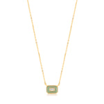 Ania Haie Halskette - The Green Emaille; Pendant mit Zirkoniastein mit Emaille Ummantelung in der Farbe gold Produktbild