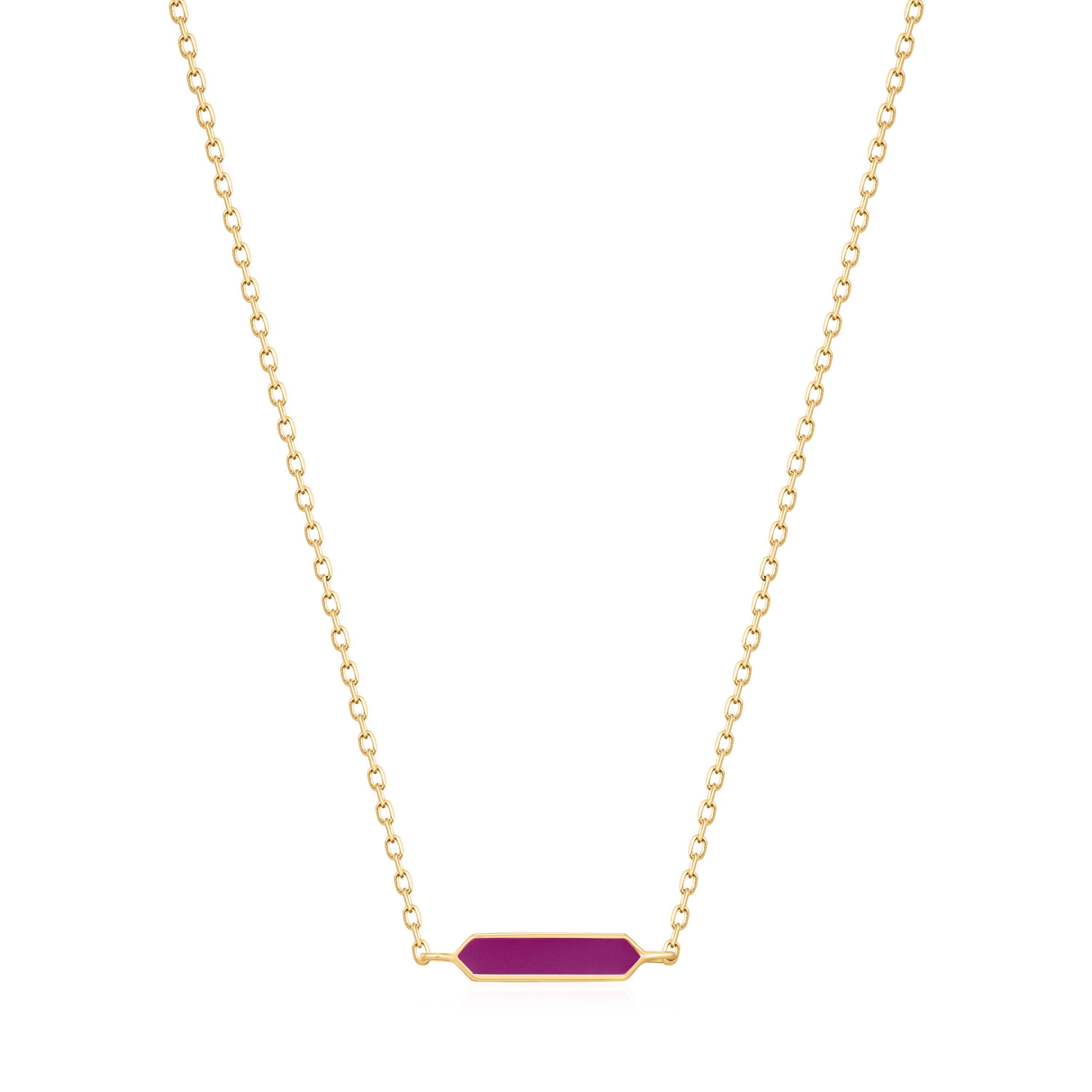 Ania Haie Halskette - The Purple Emaille; Pendant mit Barren mit Emaille Beschichtung in der Farbe gold Produktbild