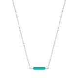 Die Ania Haie Halskette - The Turquoise Emaille Pendant aus 925er Silber besticht durch einen zarten, horizontalen Türkis-Bar Anhänger mit Emaille-Beschichtung und wird auf weißem Hintergrund präsentiert.