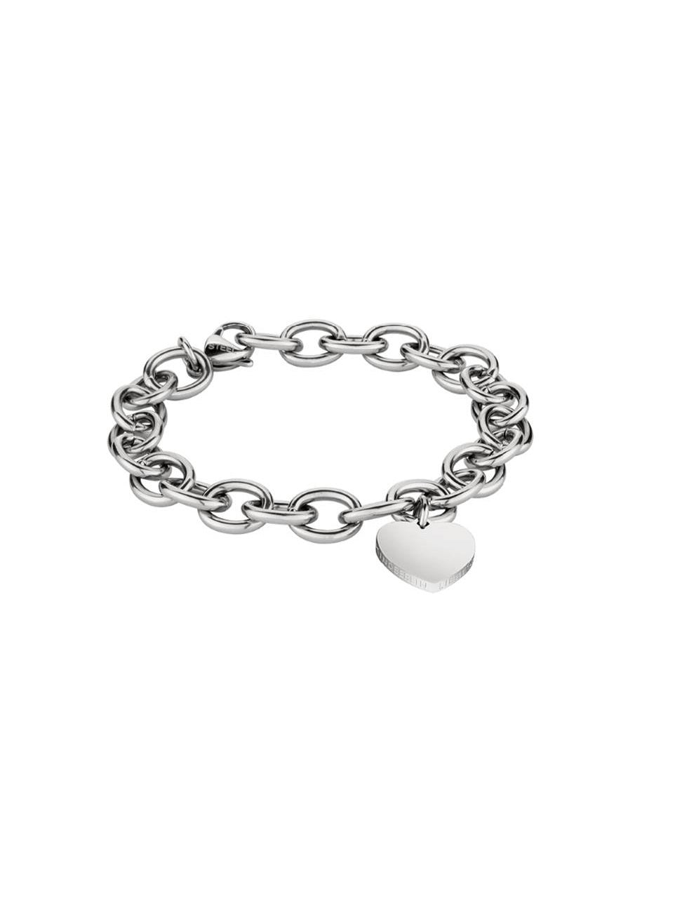 Liebeskind Berlion Armband - The Heart mit grober Gliederkette und Herzanhänger in der Farbe silber Produktbild