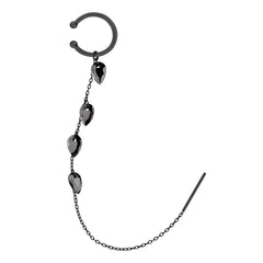 Tamaris Ear Cuff mit Durchziehkette und schwarzen Zirkonia Anhängern in der Farbe schwarz Produktbild