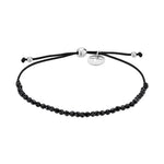 Tamaris Beads-Armband mit Stoffband, Turmalin in der Farbe schwarz und silbernen Akzenten Produktbild