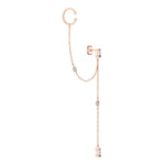 Tamaris Ohrhänger mit integriertem Earcuff und Zirkoniasteinen entlang einer feinen Kette in der Farbe roségold Produktbild 