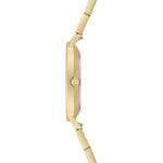 Tamaris Armbanduhr mit silbernem Zifferblatt, goldenem Gehäuse und goldenem Edelstahlband Seitenansicht