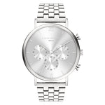 Liebeskind Berlin Armbanduhr mit silbernem Zifferblatt, silbernem Gehäuse, silbernem Edelstahlband und Chronographenwerk Produktbild