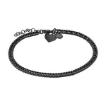 Liebeskind Berlin Fußkette mit Panzerkette und grafischem Herzanhänger in der Farbe schwarz Produktbild
