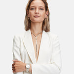 Liebeskind Berlin Halskette, variabel verstellbare Y-Schlangenkette in der Farbe silber Tragebild