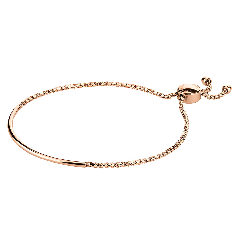 Liebeskind Berlin Armband bestehend aus einer roségoldenen Kette und einem Metallstreifen; Produktbild