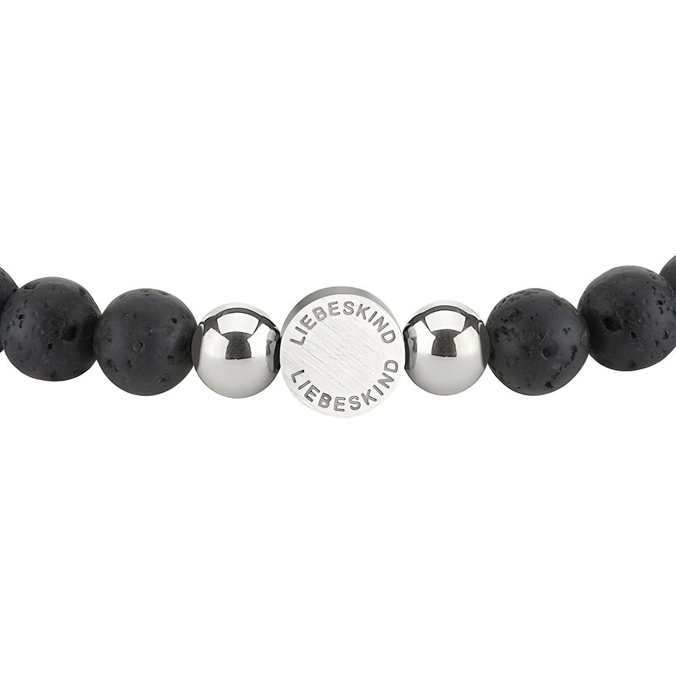 Liebeskind Berlin Armband bestehend aus einer Kombination von afrikanischem Türkis und Lavastein Halbedelsteinbeads; Nahaufnahme