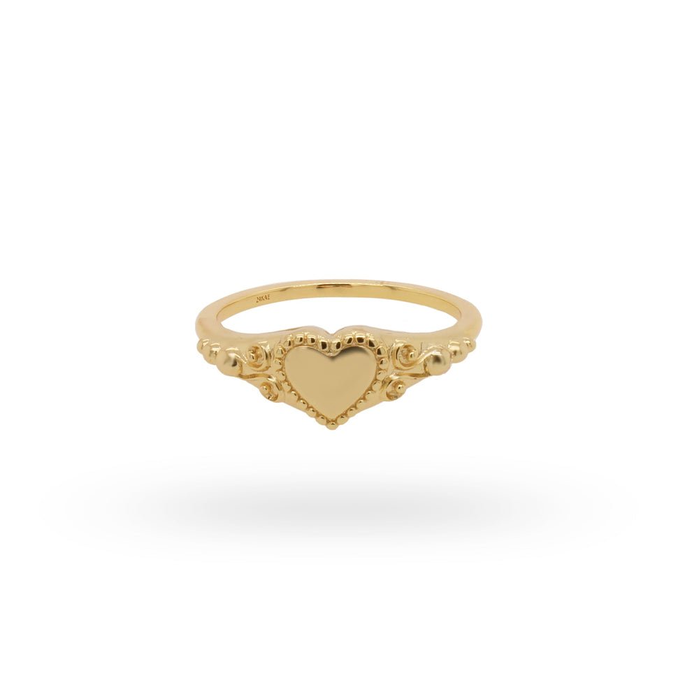 24KAE Ring – Heart with Baroque Decoration in 56 - Cool | Time