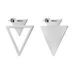 Liebeskind Berlin Ohrhänger bestehend aus einem matten und einem polierten Dreieck, in der Farbe silber; Rückansicht