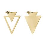 Liebeskind Berlin Ohrhänger bestehend aus einem matten und einem polierten Dreieck, in der Farbe gold; Rückansicht