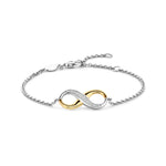 Ti Sento Milano Armband "Forever Bicolor" aus Sterlingsilber mit vergoldetem Unendlichkeits-Symbol und funkelnden Zirkonia.
