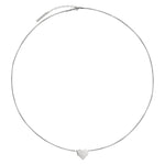 Liebeskind Berlin Halskette bestehend aus einer silbernen Venezianerkette und einem geometrischen Herzanhänger mit grafischen Elementen; Produktbild