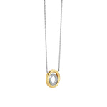 Ti Sento Milano Halskette "Sparkling Highlight" mit oval wirkendem bicolor Anhänger und pavébesetztem Zirkonia-Ring.