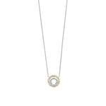 Ti Sento Milano Halskette "Sparkling Highlight" mit rundem bicolor Anhänger und feiner Ankerkette in Rückansicht.