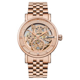 Ingersoll Armbanduhr mit skelettiertem roségoldenem Zifferblatt, roségoldenem Gehäuse und roségoldenem Edelstahlband Produktbild