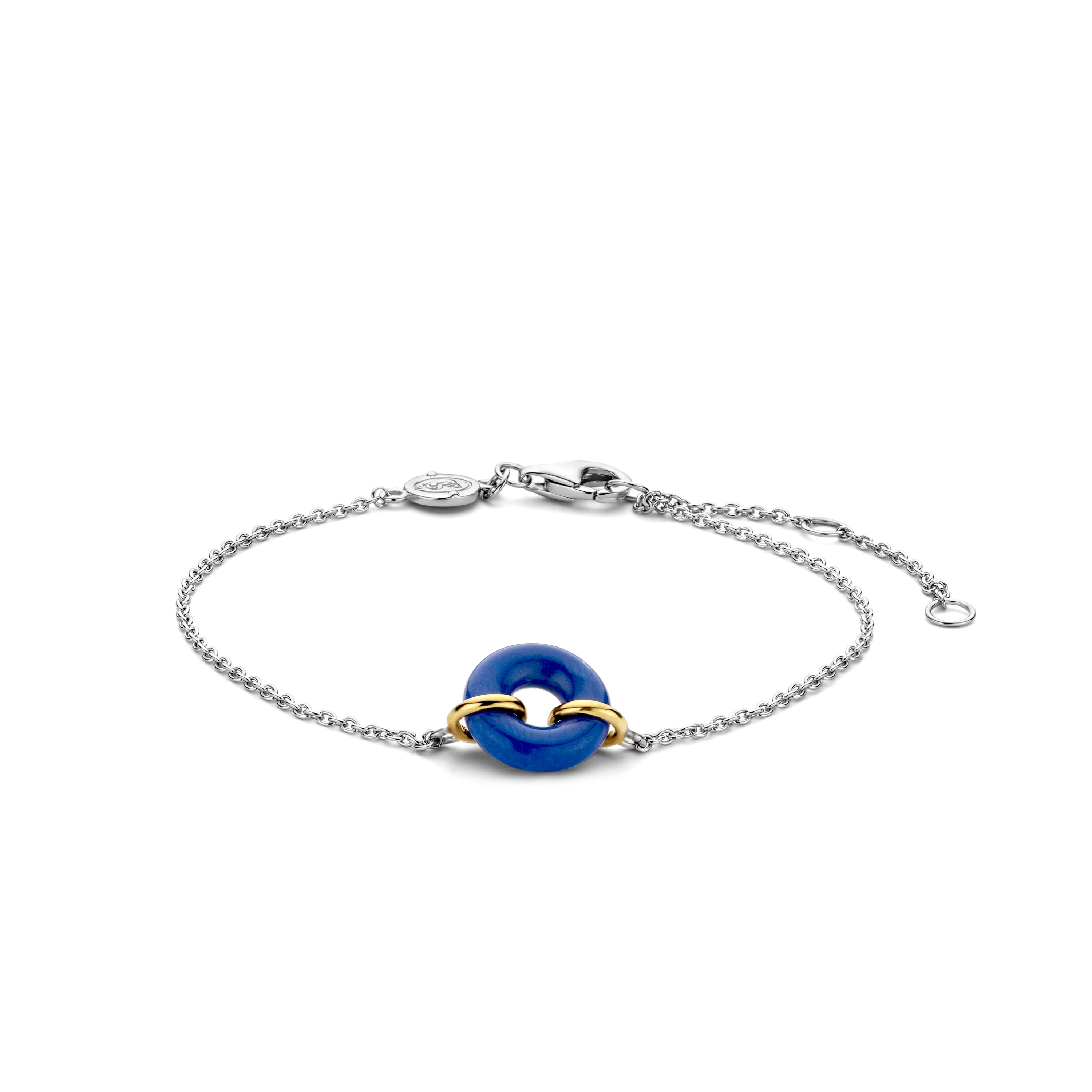 Ti Sento Milano Armband mit silberner Kette und blauem Anhänger mit goldenen Details Produktbild