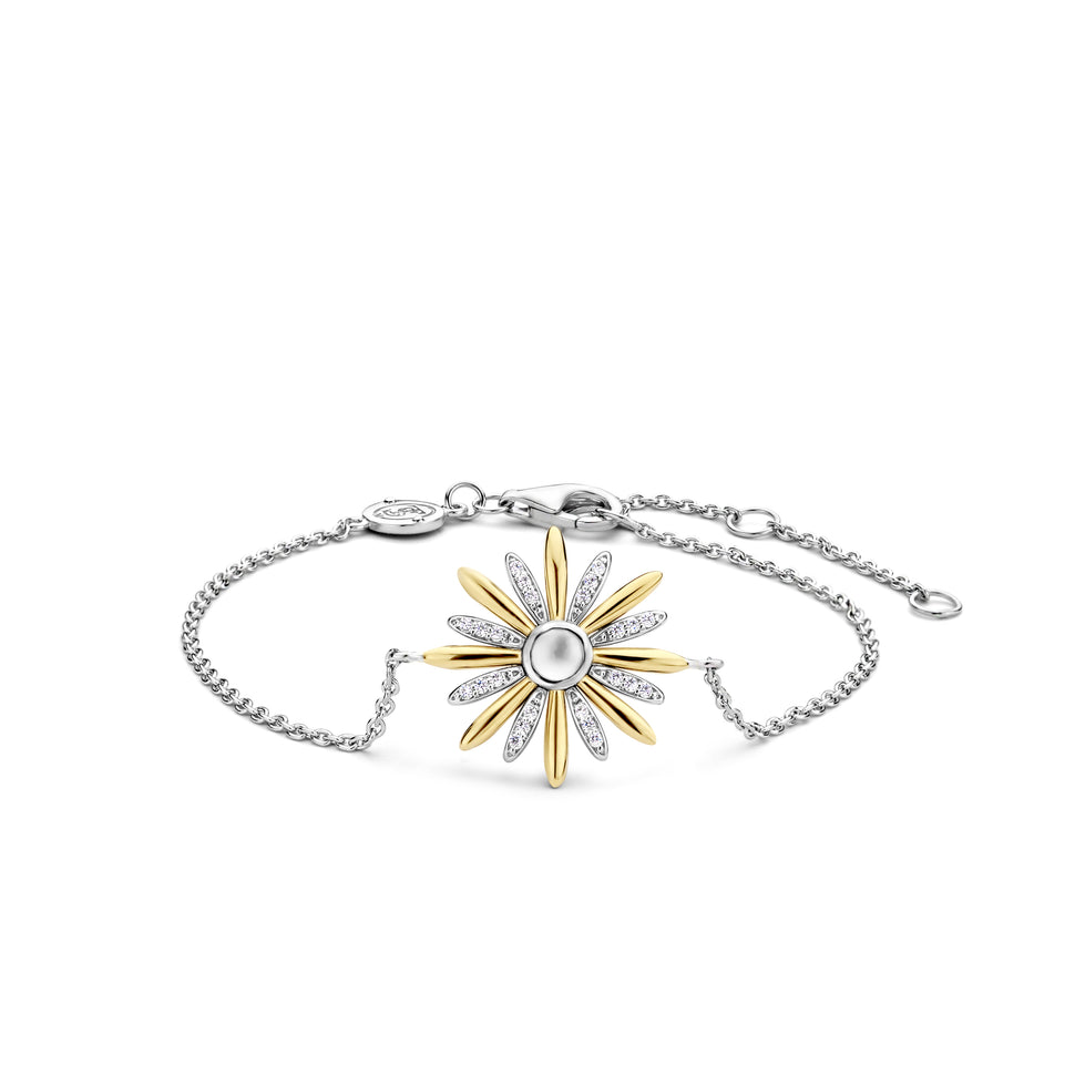 Ti Sento Milano Armband - The Sparkling Flower; mit silberner Kette und goldenem Blumenanhänger Produktbild