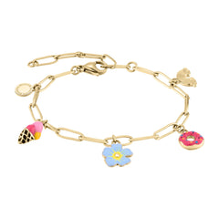 Cool Time Kids Armband mit mehreren Motiv Charms in der Farbe gold Produktbild