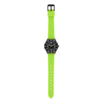 Cool Time Kids Armbanduhr mit schwarzem Zifferblatt, schwarzem Gehäuse und grünem Silikonband; Zusatzbild