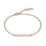 Liebeskind Berlin Armband bestehend aus einer filigranen, roségoldenen Kette und einer gravierten Edelstahlplatte mit Gravur-Möglichkeit auf der Rückseite; Produktbild