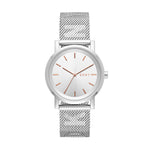 DKNY Armbanduhr mit Sunray-Ziffernblatt, silbernem Gehäuse und silbernem Milanaiseband Produktbild